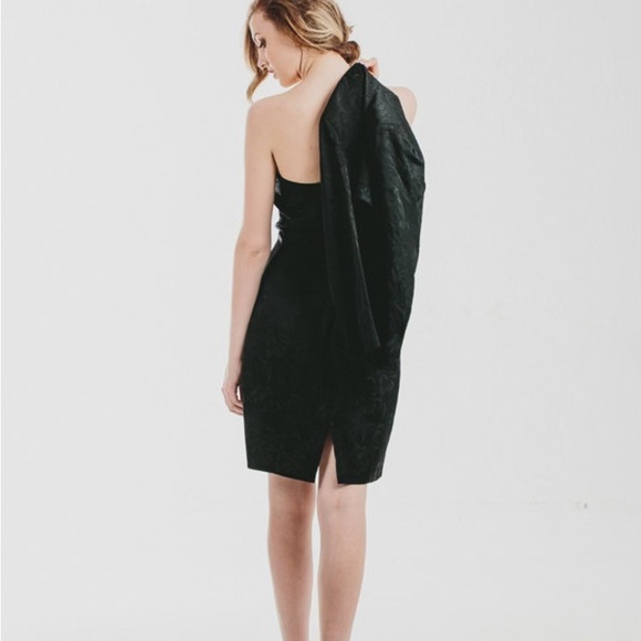 Vintage 80s Two Piece Set Black Strapless Dress and Jacket Sequin Embroidered - Picture 5 of 5